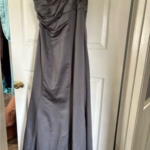 Alfred Angelo Gray Strapless Ruched Gown
